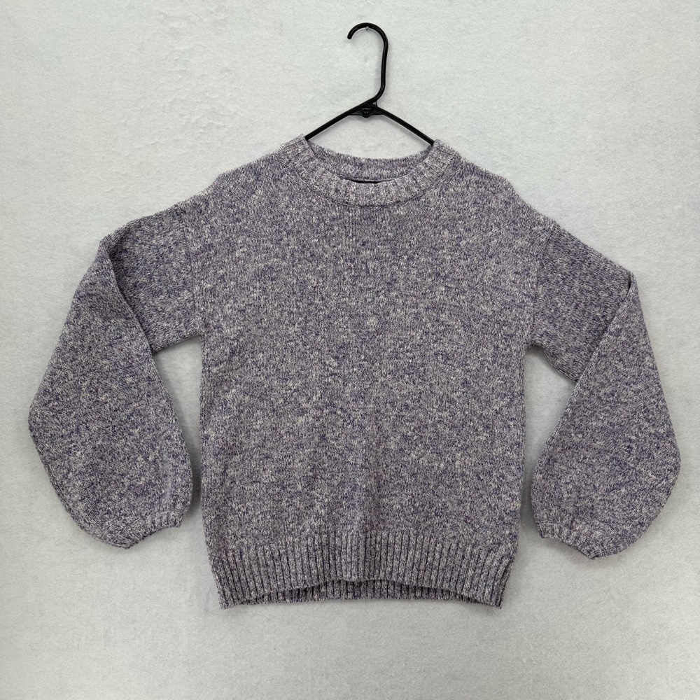 J. Crew Puff-sleeve‎ Crewneck Sweater Medium Lilac Ivory Style #BJ600